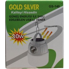 Gold Silver GS-140 USB Li Güneş Panelli Lamba