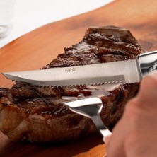 Nehir Yağız Steak Biftek Et Kahvaltı Çelik Bıçak 23 cm