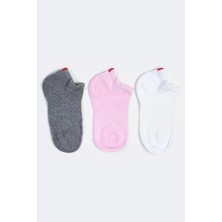 Katia & Bony Kadın Run 3'lü Basic Patik Çorap Beyaz/Pembe/Gri