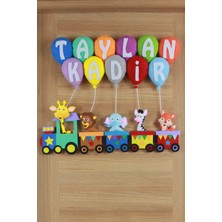 Renkli Hayallerim Taylan Kadir İsimli Trenli Bebek ve Hastane Odası Kapı Süsü