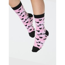 Casabony Xo Desenli Pembe Kız Çocuk Çorap