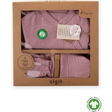Cigit Organik Müslin Hastane Çıkışı Bebek Takımı 0-3 Ay Leylak