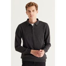 ALTINYILDIZ CLASSICS Erkek Antrasit-Melanj Standart Fit Normal Kesim Polo Yaka Pamuklu Triko Kazak