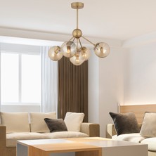 Apliqa Meyo 5Li Eskitme Bal Camlı Modern Genç Odası Yatak Odası Salon Avize