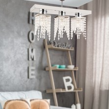 Apliqa Nikola 3Lü Krom Kristalli Taşlı Modern Tasarım Kristal Salon Avize