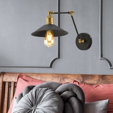 Apliqa Peyma Siyah Yatak Odası-Yatak başı,Cafe,Restoran için Duvar Lambası Modern Retro Aplik