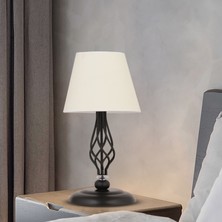 Apliqa Lupin Beyaz Şapkalı Siyah Masa Lambası Modern Tasarım Salon-Yatak Odası Retro Abajur