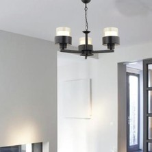 Apliqa Carla 3 Kollu Siyah Modern Genç Odası Mutfak Oturma Odası Retro Salon Avize
