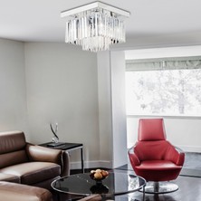 Apliqa Nilüfer 2 Katlı Küçük Krom Kaplama Kare Kristalli Taşlı Modern Tasarım Kristal Salon Avize