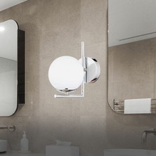 Apliqa Sara Krom Kaplama Duvar Lambası Yatak Odası-Yatak Başı-Banyo İçin Modern Aplik
