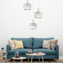 Apliqa Saka 3 Lü Yuvarlak Sarkıt Krom Kristalli, Taşlı Modern Tasarım Kristal Salon Sarkıt Avize