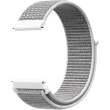 Case Street Casestreet Samsung Galaxy Watch 6 Classic 43MM Kordon Cırtcırt Kumaş Ayarlanabilir Beyaz