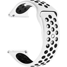 Gpack Samsung Galaxy Watch 6 Classic 43MM Kordon Delikli Çift Renk Silikon Beyaz