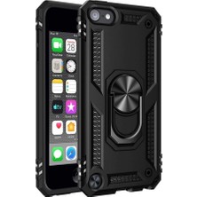 Case Street Casestreet Apple Ipod Touch 6.nesil Kılıf Tank Yüzüklü Sert Koruma + Ekran Koruyucu Nano Siyah