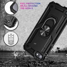 Case Street Casestreet Apple Ipod Touch 6.nesil Kılıf Tank Yüzüklü Sert Koruma + Ekran Koruyucu Nano Siyah