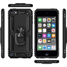 Case Street Casestreet Apple Ipod Touch 6.nesil Kılıf Tank Yüzüklü Sert Koruma + Ekran Koruyucu Nano Siyah