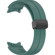 Smcase Samsung Galaxy Watch 6 Classic 43MM Kordon Silikon Mıknatıslı Ayarlanabilir HS19 Koyu Yeşil