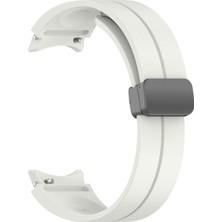 Smcase Samsung Galaxy Watch 6 Classic 43MM Kordon Silikon Mıknatıslı Ayarlanabilir HS19 Krem