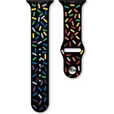 Smcase Apple Watch Series 8 41MM Kordon Silikon Pride Spor Pozitif Renkler SC10 Siyah