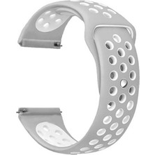 Casestreet Samsung Galaxy Watch 6 Classic 43MM Kordon Delikli Çift Renk Silikon Gri Koyu