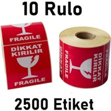 Herboy Dikkat Kırılır Etiketi 100X100/250 Sarım 10 Rulo