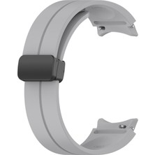 Smcase Samsung Galaxy Watch 6 Classic 47MM Kordon Silikon Mıknatıslı Ayarlanabilir HS19 Gri