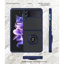 Seniee Samsung Galaxy Z Flip4 Telefon Kılıfı Standlı Şeffaf Tampon Telefon Kılıfı Kapağı (Yurt Dışından)