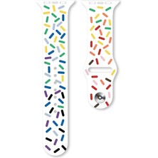 Dlrcase Apple Watch 4 5 38MM Kordon Silikon Pride Spor Pozitif Renkler SC10 Beyaz