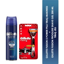 Gillette Fusion 5 Power Pilli Tıraş Makinesi + Fusion Proglide Shave Gel 200 ml Tıraş Jeli