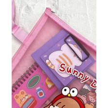 Kağıt Gemi Dükkan Sunny Days Pembe Şeffaf File Çanta / Kalem Kutu / Toparlayıcı