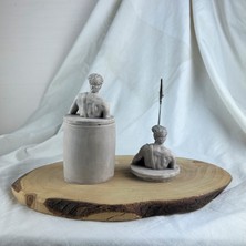 Oasis Decoration Vizon Eskitme David Kapaklı Kutu ve David Kaideli Heykel Not Tutucu 2'li Set
