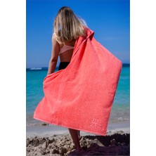 Red Palm Doğa Dostu %100 Pamuk Pembe Plaj Havlusu 90 x 160 cm - Banyo Havlusu