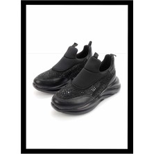 Bambi Siyah Streç  Kadın Sneaker K01234031017