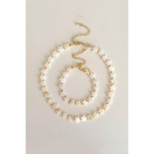 New Obsessions Doğal Sedef Yıldız Kolye Bileklik Set
