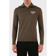 Emporio Armani Yünlü Regular Fit Fermuarlı Dik Yaka Kazak Erkek Kazak 6R1MXF 1mnfz F440