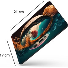 Sonictouch Ay ve Ağaç Temalı Kaydırmaz Gaming Oyuncu Dikişsiz Mavi Turuncu Mouse Pad/ped 17X21CM