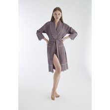 Nuşa Kısa Dantelli Pike Bambu Cotton Bayan Sabahlık