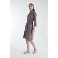 Nuşa Kısa Dantelli Pike Bambu Cotton Bayan Sabahlık