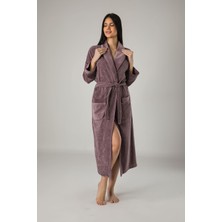 Nuşa Uzun Şalyaka Jakarlı Bambu Cotton Bayan Sabahlık