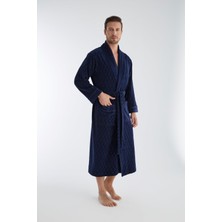 Nuşa Baklava Desen Jakarlı  Niki Kadife Bambu Cotton Erkek Sabahlık