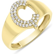 Fiyonk Kuyumculuk Kuyumculuk 14 Ayar Altın Taşlı Ç Harfli Yüzük