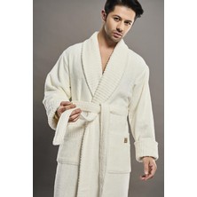 Nuşa Yaka Fitilli Organik Cotton  Cotton Erkek Bornozu