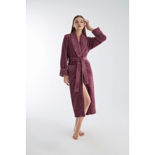 Nuşa Yaka Fitilli Triga Bambu Cotton Bayan Bornozu