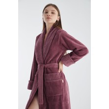 Nuşa Yaka Fitilli Triga Bambu Cotton Bayan Bornozu