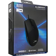 Altec Lansing ALGM9304, Siyah, LED Aydınlatma ,  6400DPI, USB Kablolu, Optik, Gaming Mouse