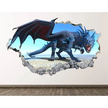 Kt Grup Kızgın Ejderha Full Hd Baskı 3D Modern Duvar Sticker