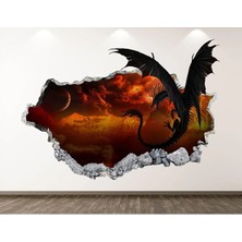 Kt Grup Fantastik Ejderha Full Hd Baskı 3D Modern Duvar Sticker
