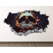 Kt Grup Altın Kafatası Full Hd Baskı 3D Modern Duvar Sticker
