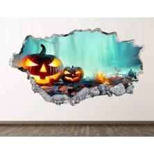 Kt Grup Cadılar Bayramı ve Balkabağı Full Hd Baskı 3D Modern Duvar Sticker