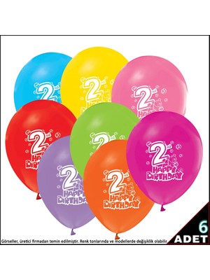 Süsle Bebek ve Parti 2.yaş Doğum Günü Pastel Balon, 30CM x 6 Adet